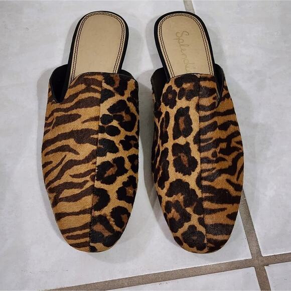 Splendid calf hair zebra and leopard print slides clogs size 8 M - Picture 1 of 10
